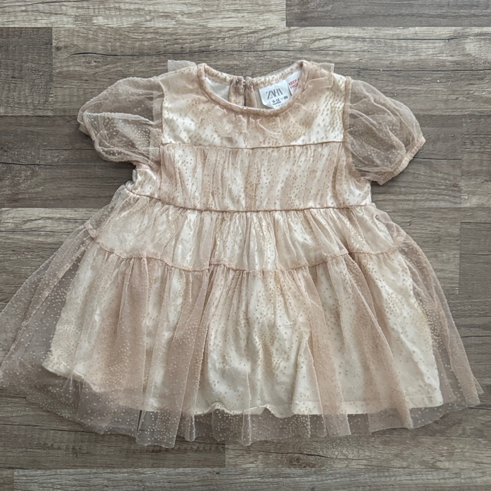 Zara Glittery Cream Tulle Dress